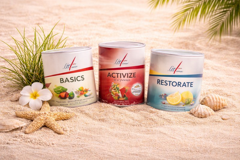 FitLine Produkte im Sand